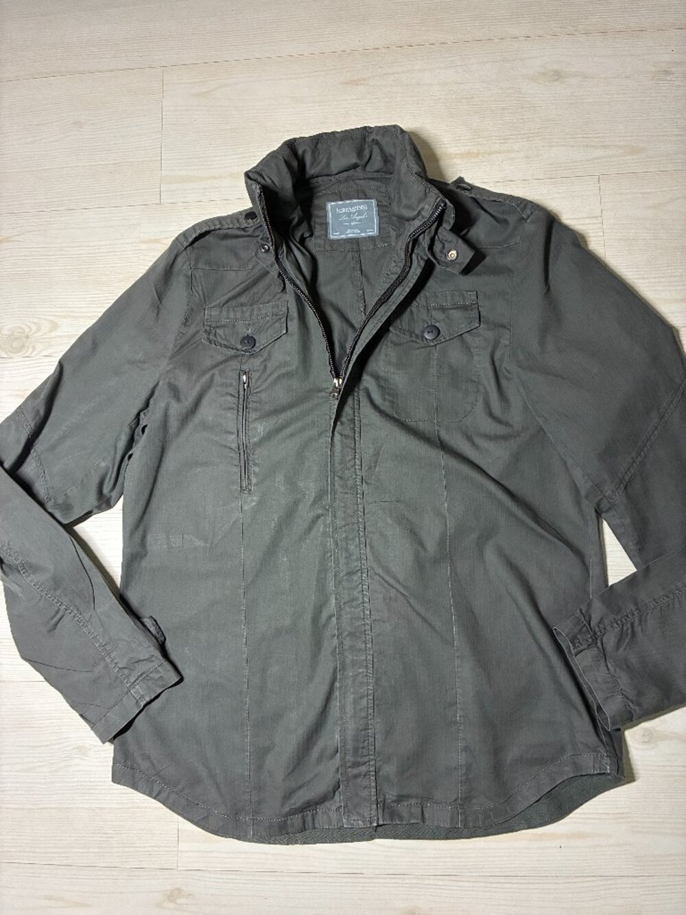 Marc Ecko Cut & Sew Men's Full Zip Military Jacket Dark Gray/olive (Size L)